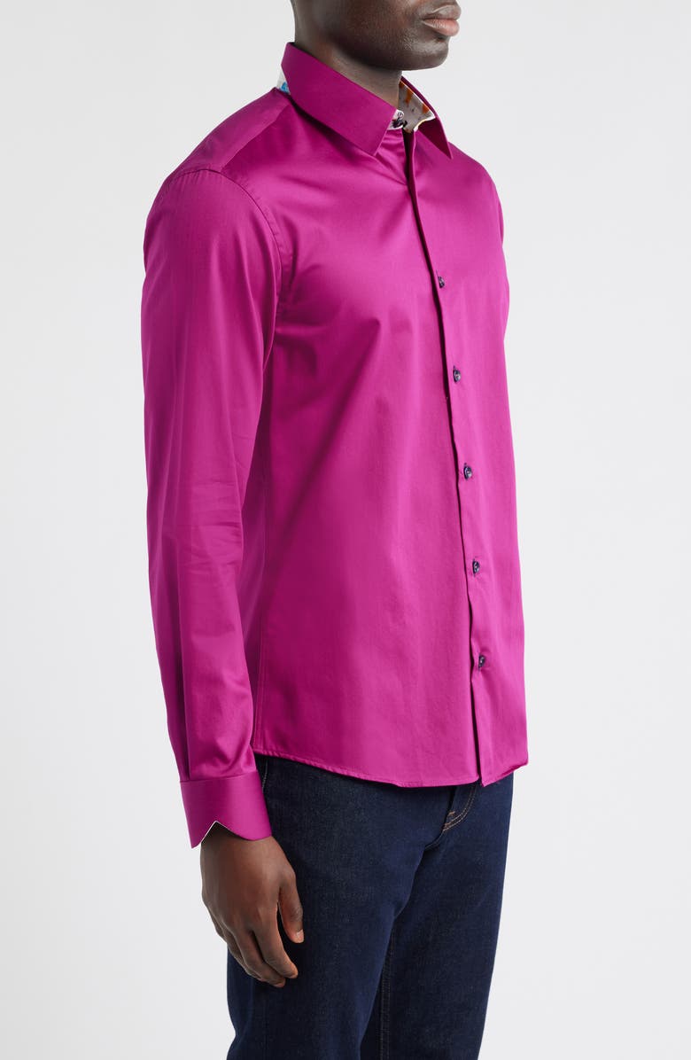 Siragusa Printed Silk Trim Dress Shirt, Alternate, color, Purple