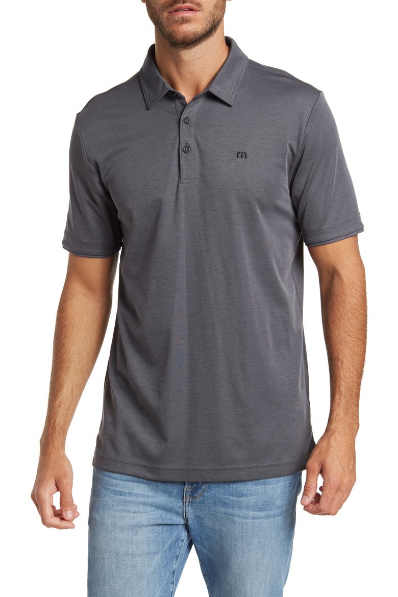 Excursion Knit Polo, Main, color, HEATHER BLACK