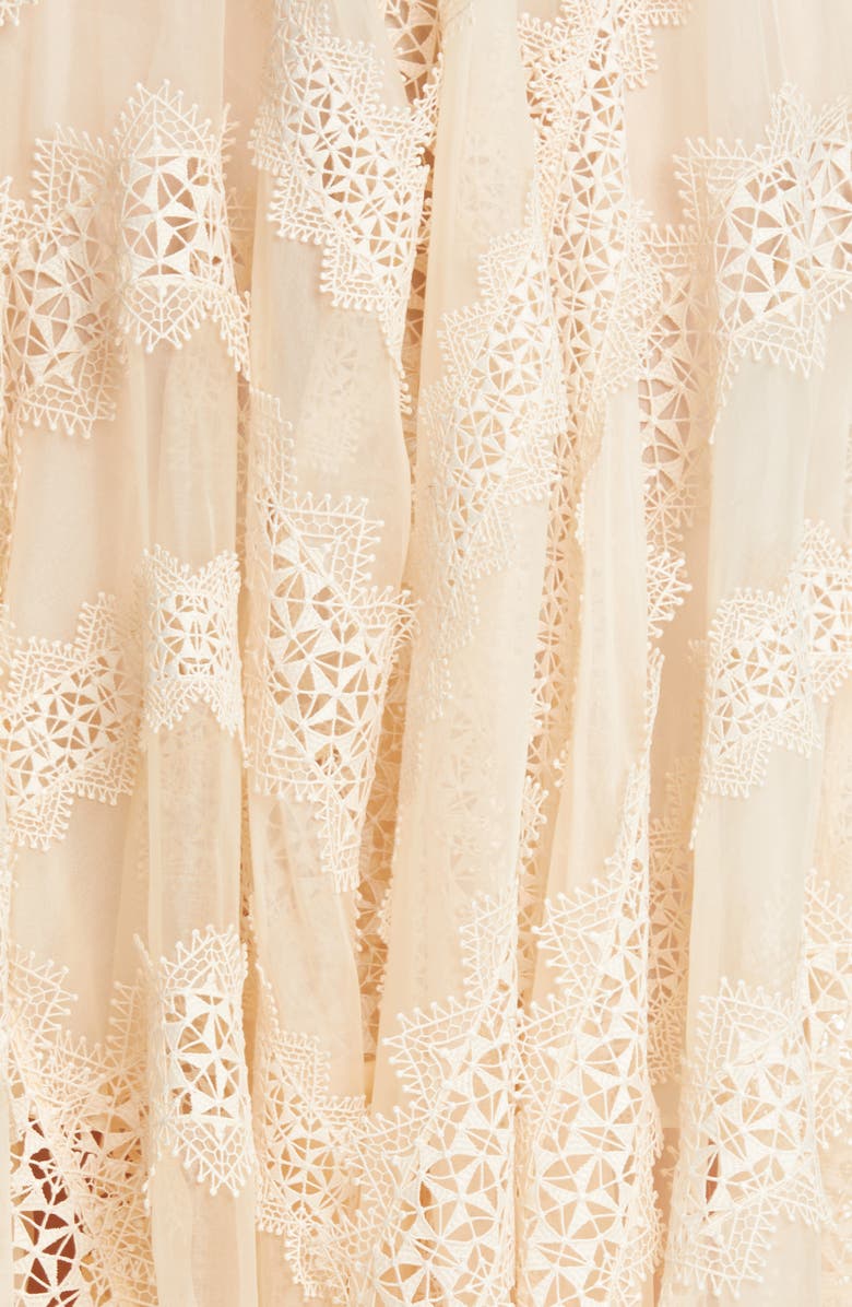 Zimmermann Charm Star Lace & Ruffle Trim Silk Dress, Alternate, color,