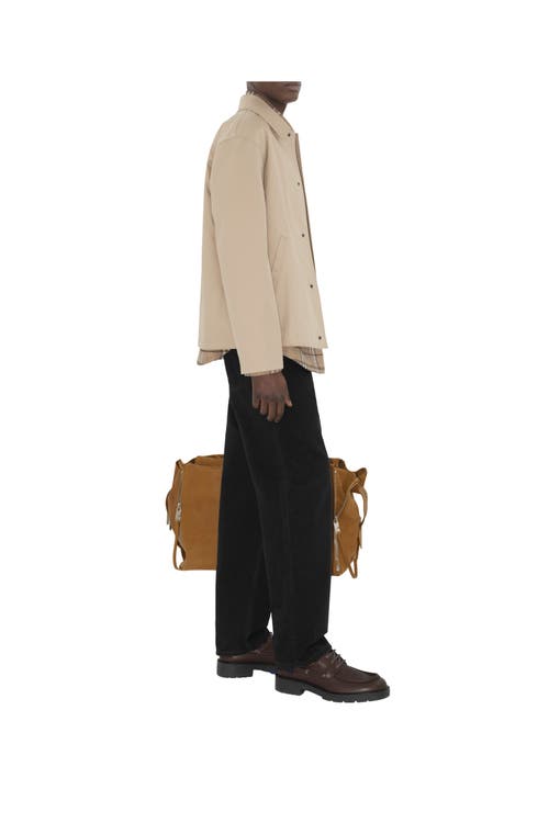 Burberry Gabardine Jacket With Collared Neck And Side Pockets In Fossil