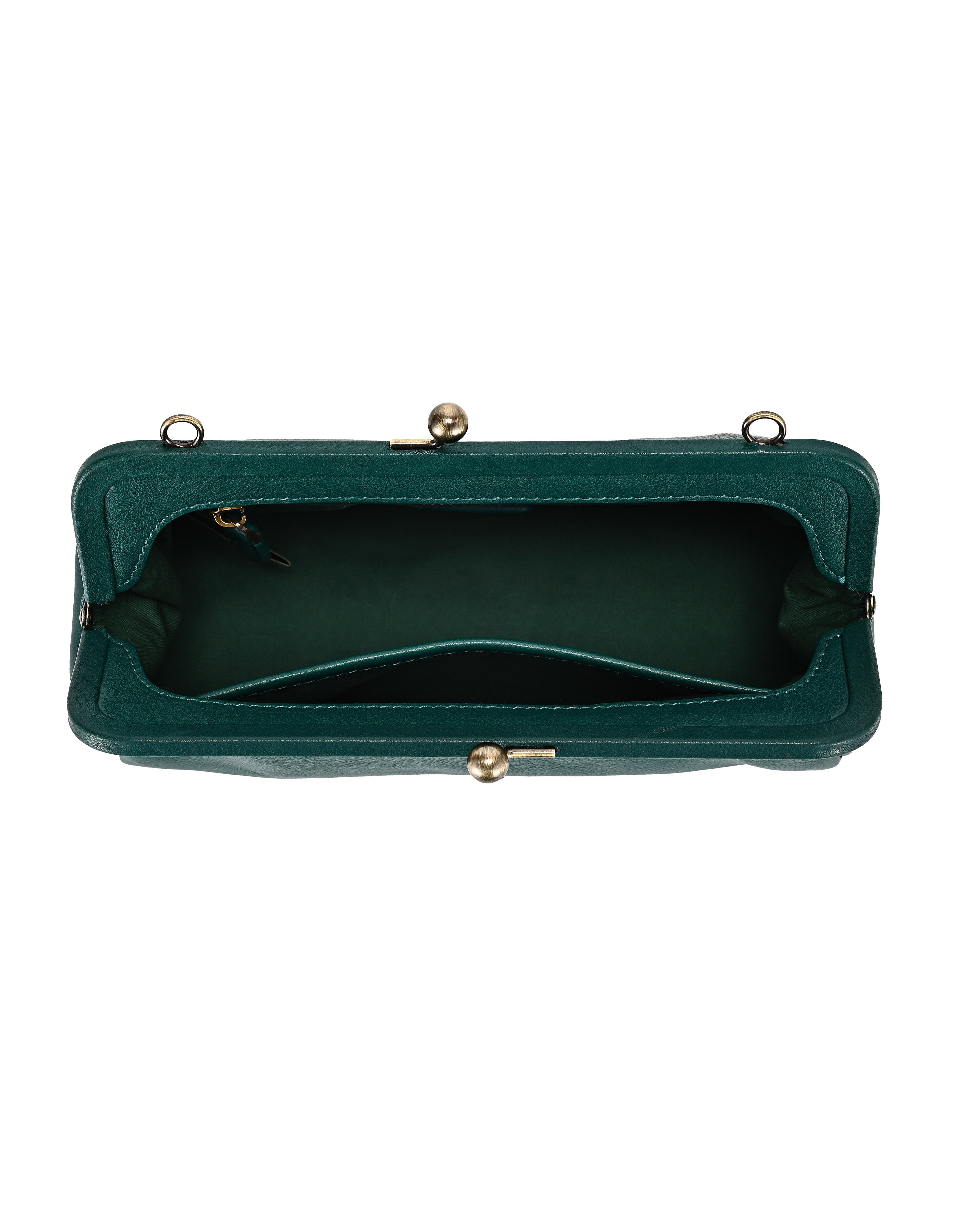 OLD TREND Iris Genuine Leather Vintage Frame Crossbody Bag, Alternate, color, Teal