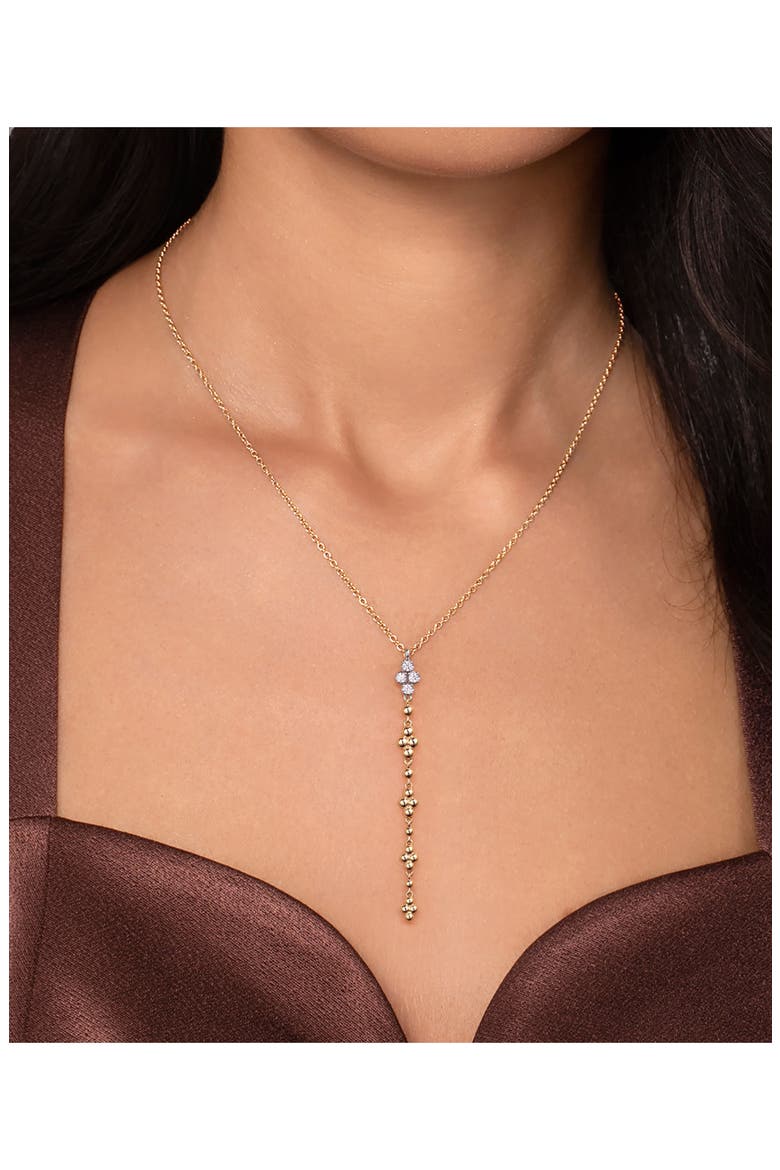 14k Gold Diamond Beaded Drop Pendant Necklace, Alternate, color, 14K YELLOW/ WHITE GOLD