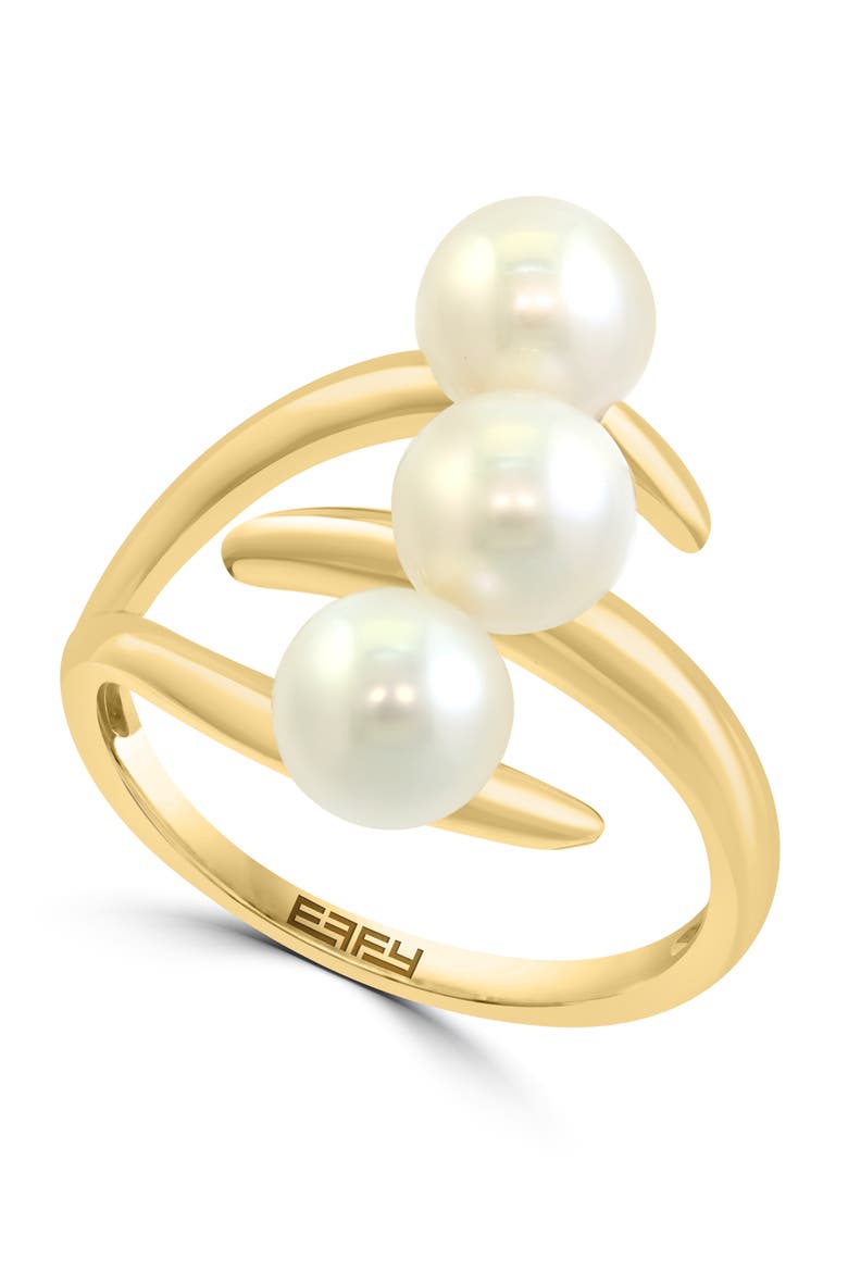 14K Yellow Gold Triple Freshwater Pearl Bypass Ring, Main, color, 14K Gold