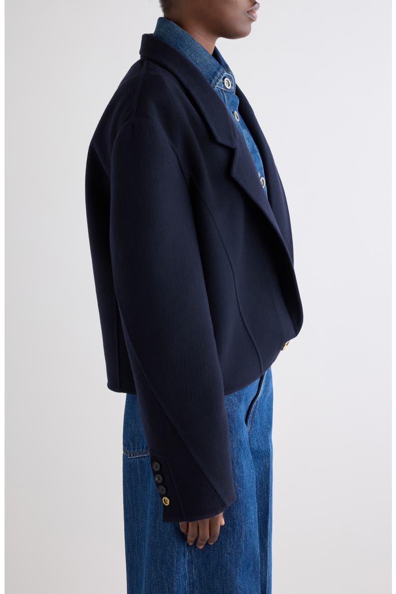 Cropped Wool & Cashmere Tailored Coat, Alternate, color, DARK NAVY