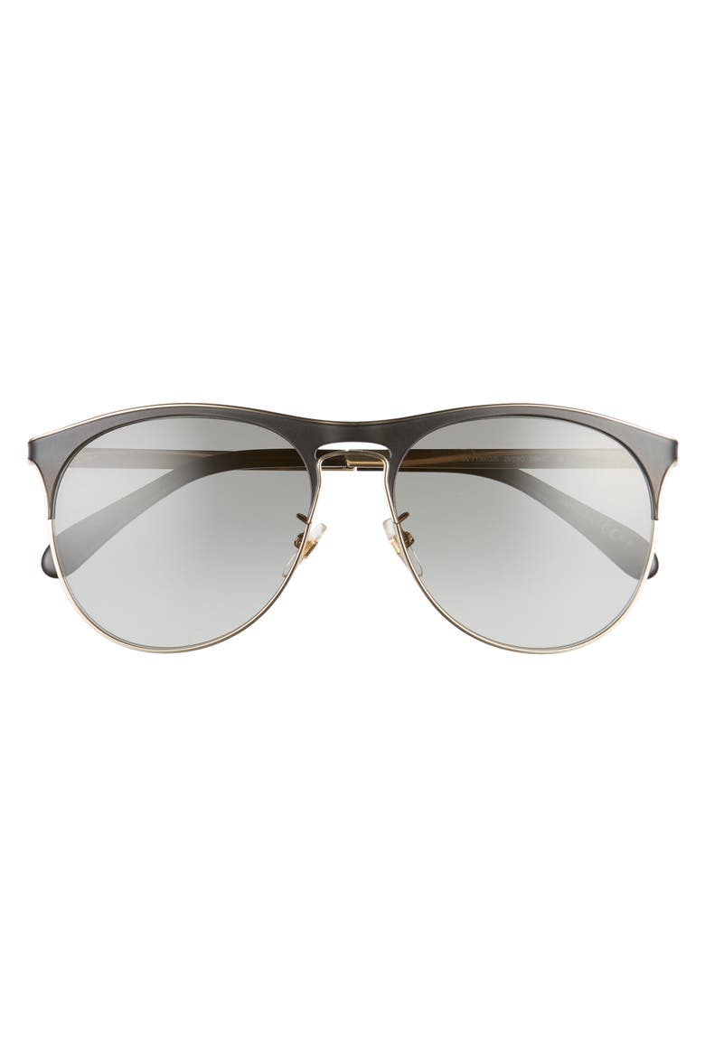 58mm Gradient Round Sunglasses, Alternate, color, BLACK GOLD/ DKGREY GRADIENT