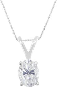 Haus of Brilliance IGI Certified 10K White Gold 3/8 cttw Diamond Oval Pendant Necklace