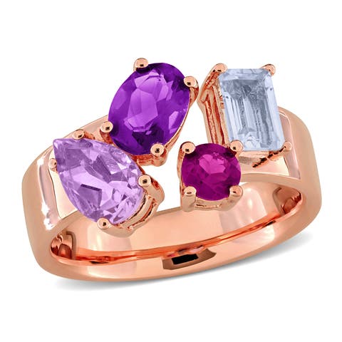 Gemstone Multi-Shape Open Ring Sterling Silver