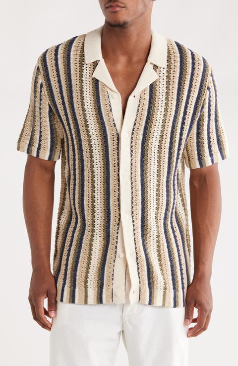Stripe Open Stitch Camp Shirt