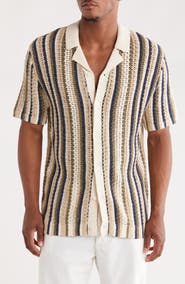 JASON WU Stripe Open Stitch Camp Shirt