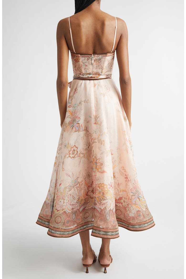 Alchemy Paisley Structured Linen & Silk Organza Midi Dress, Alternate, color, PINK PAISLEY