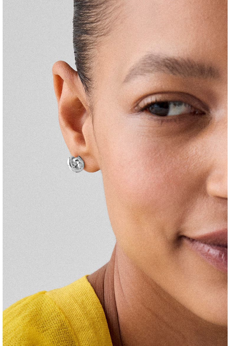 sailor's knot stud earrings, Alternate, color, SILVER