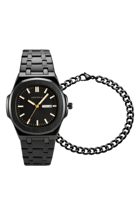 Sydney Quartz Bracelet Watch & Chain Bracelet Set