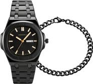 Adornia Sydney Quartz Bracelet Watch & Chain Bracelet Set