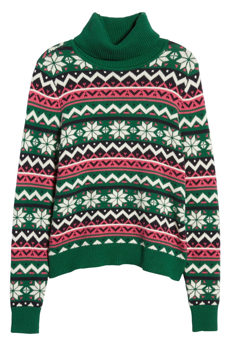 1901 Snowflake Fair Isle Turtleneck Sweater, Alternate, color,
