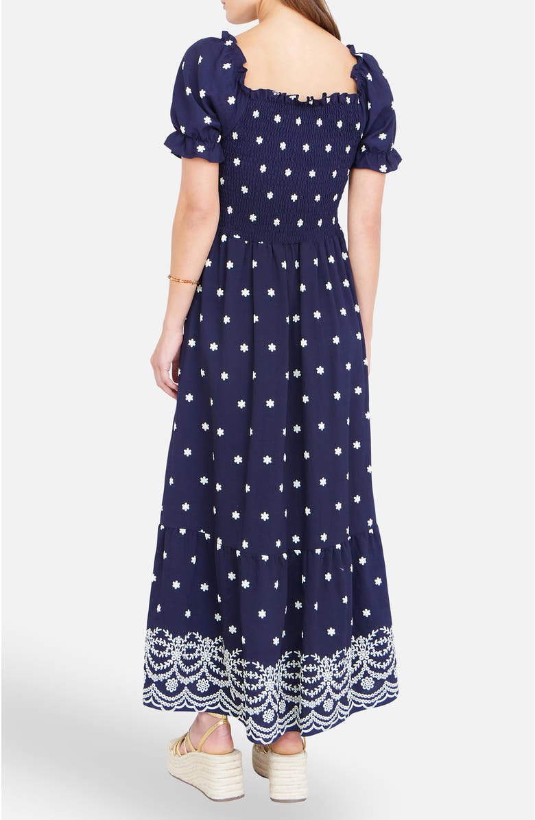 Yumi Border Hemline Smocked Maxi Dress, Alternate, color, Navy