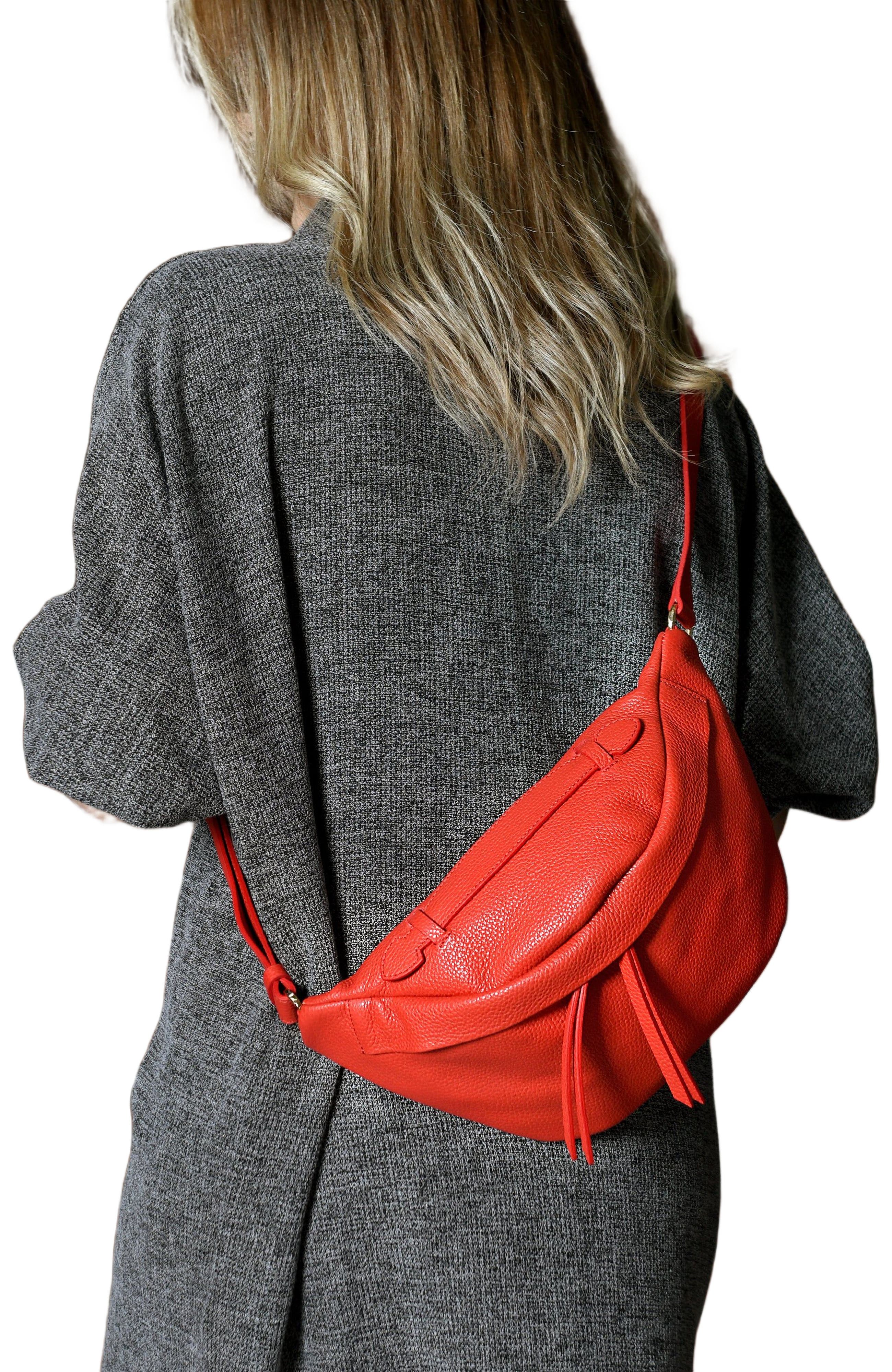 Forever & Always Shoes Bianca Red Leather Crossbody Bag, Alternate, color, Red Leather