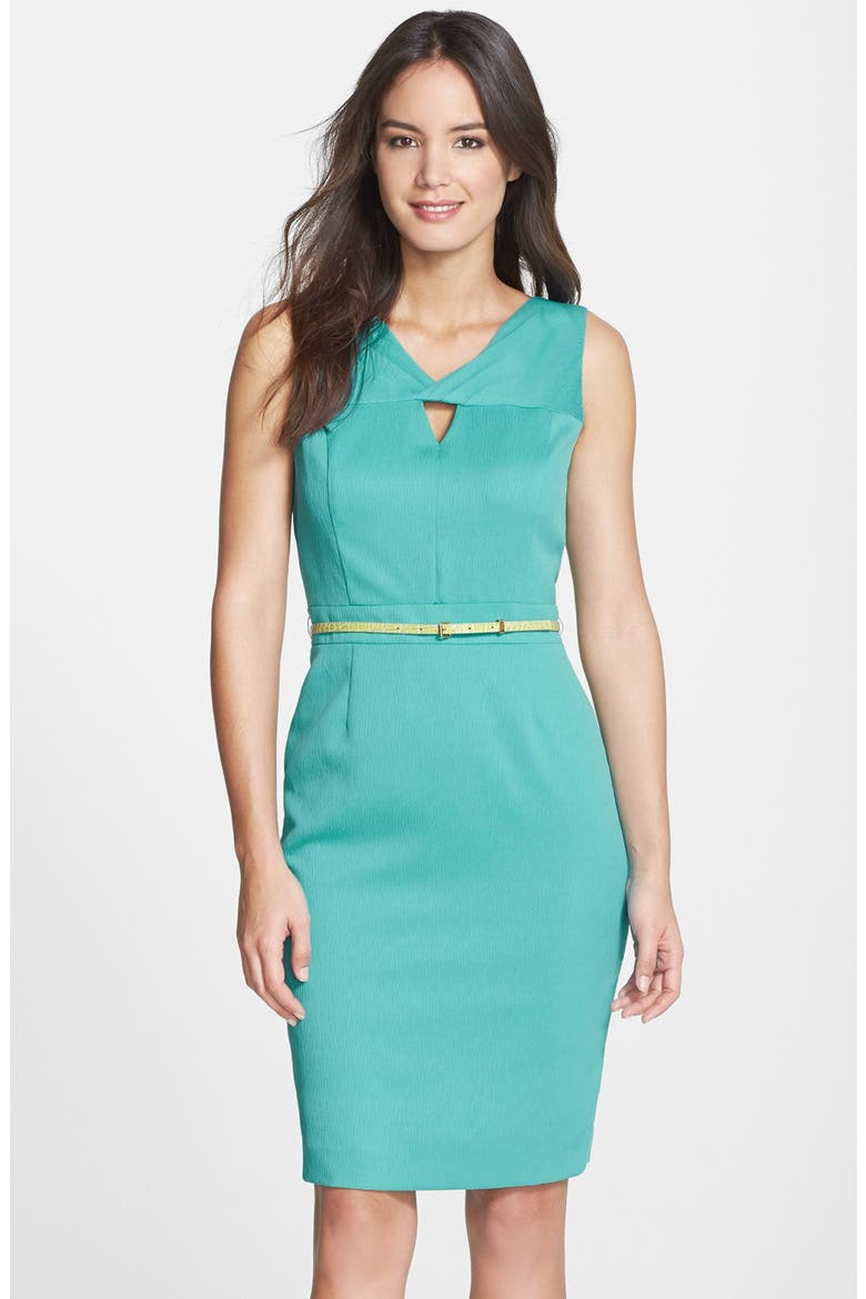 Cutout Textured Sheath Dress, Main, color, AQUA