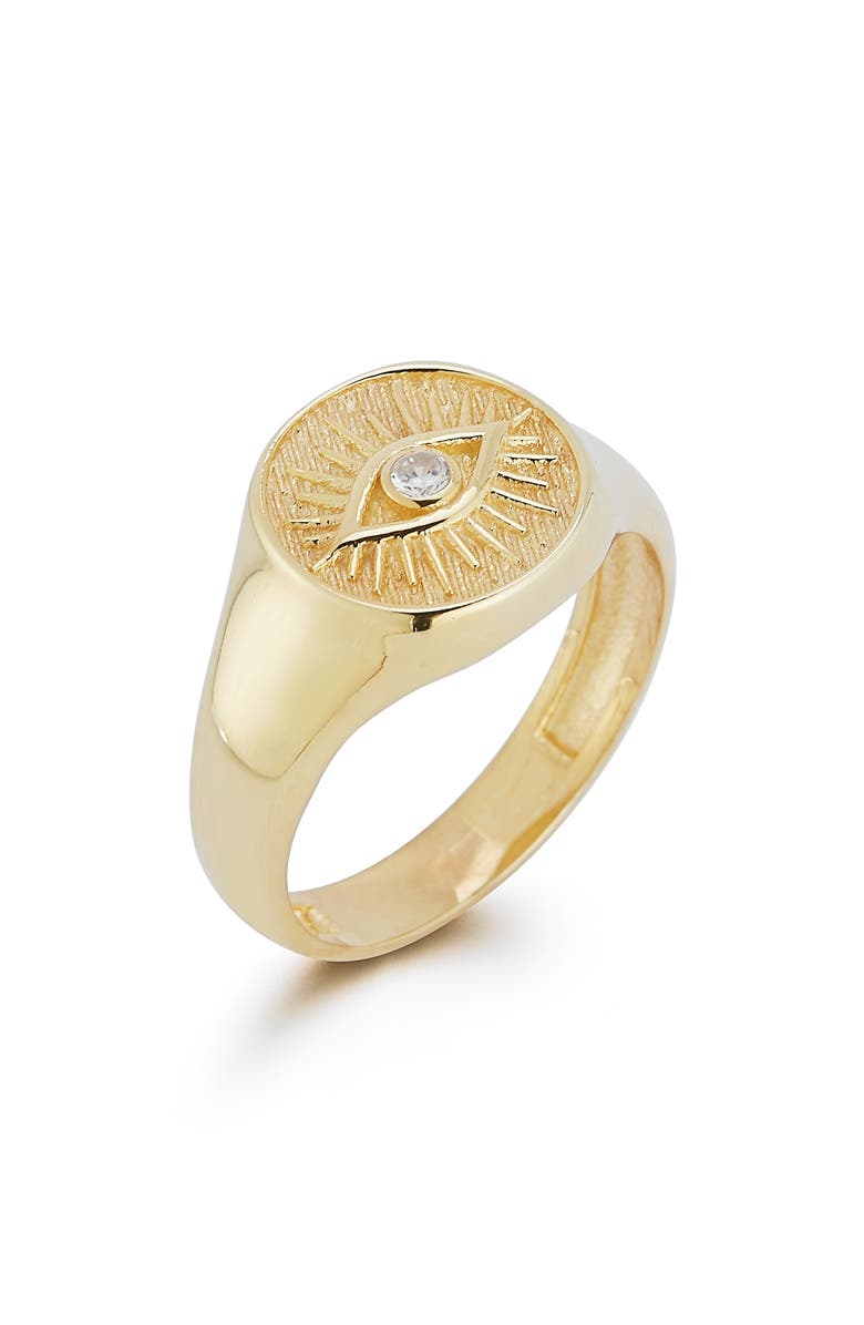 SPHERA MILANO Evil Eye Signet Ring, Alternate, color, Gold