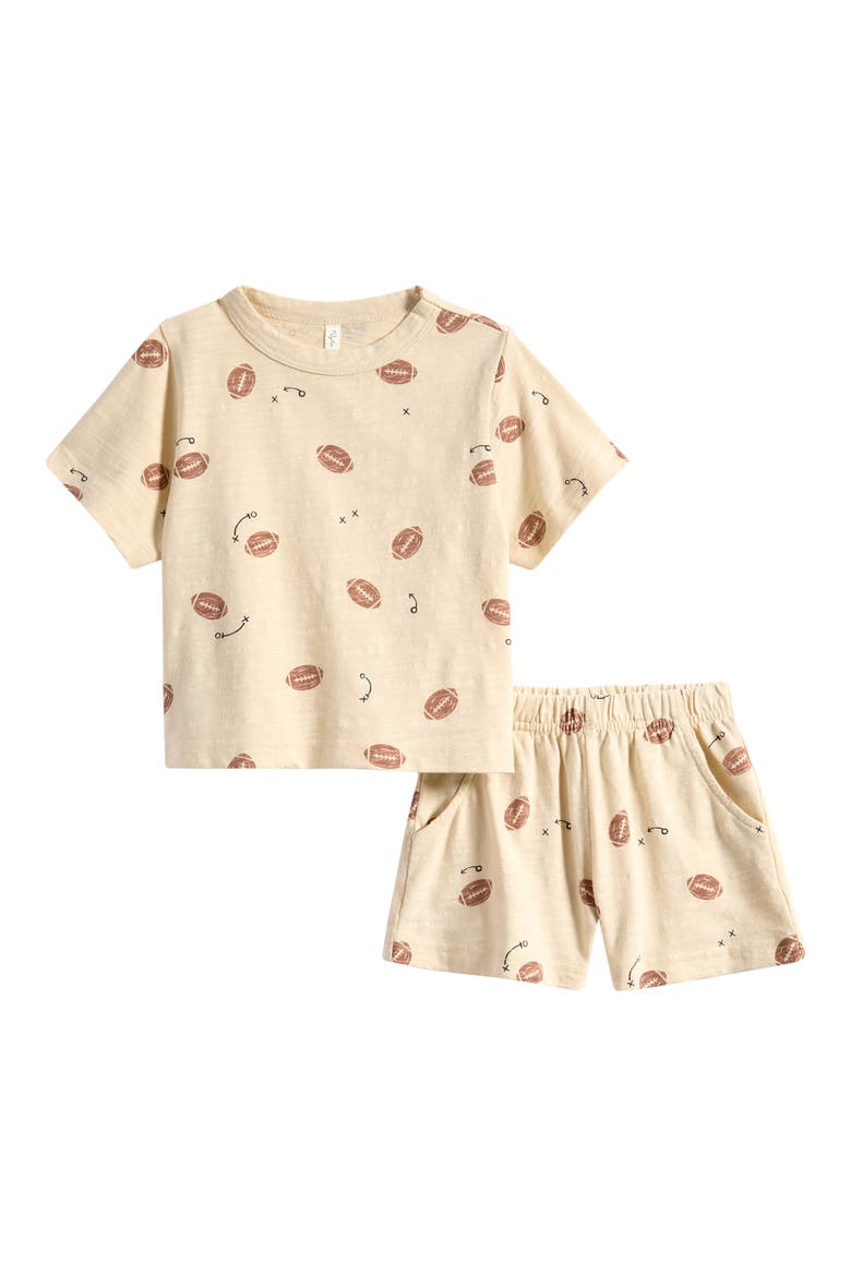 Football Print T-Shirt & Shorts Play Set, Main, color, FOOTBALLS