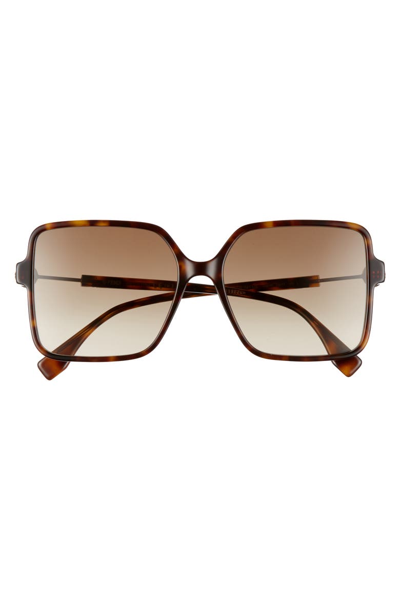 58mm Gradient Square Sunglasses, Alternate, color, DARK HAVANA/ BROWN