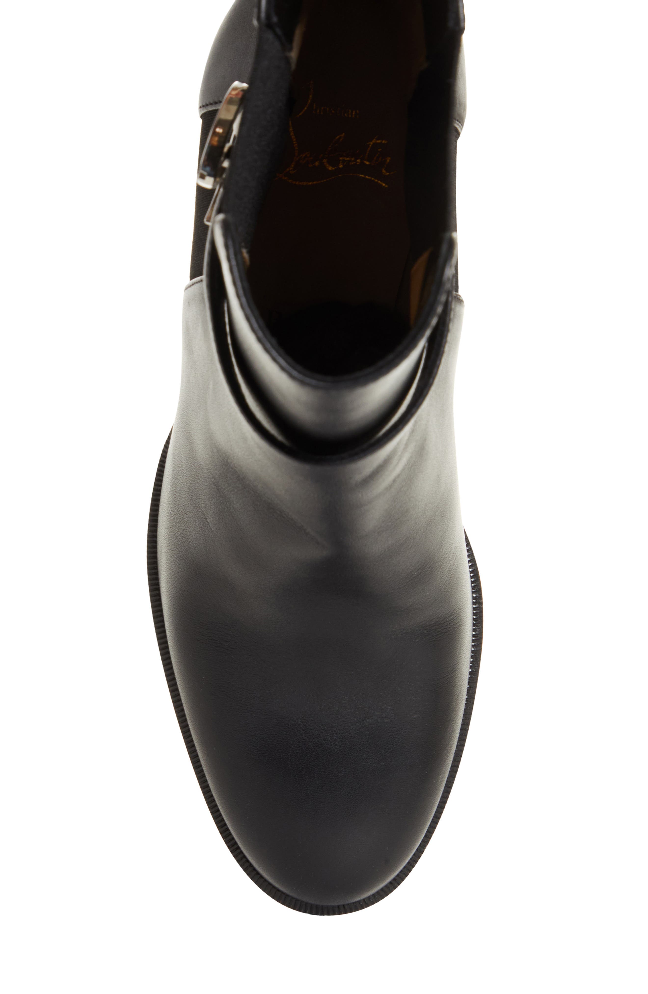 Christian Louboutin CL Monogram Chelsea Bootie, Alternate, color, Black
