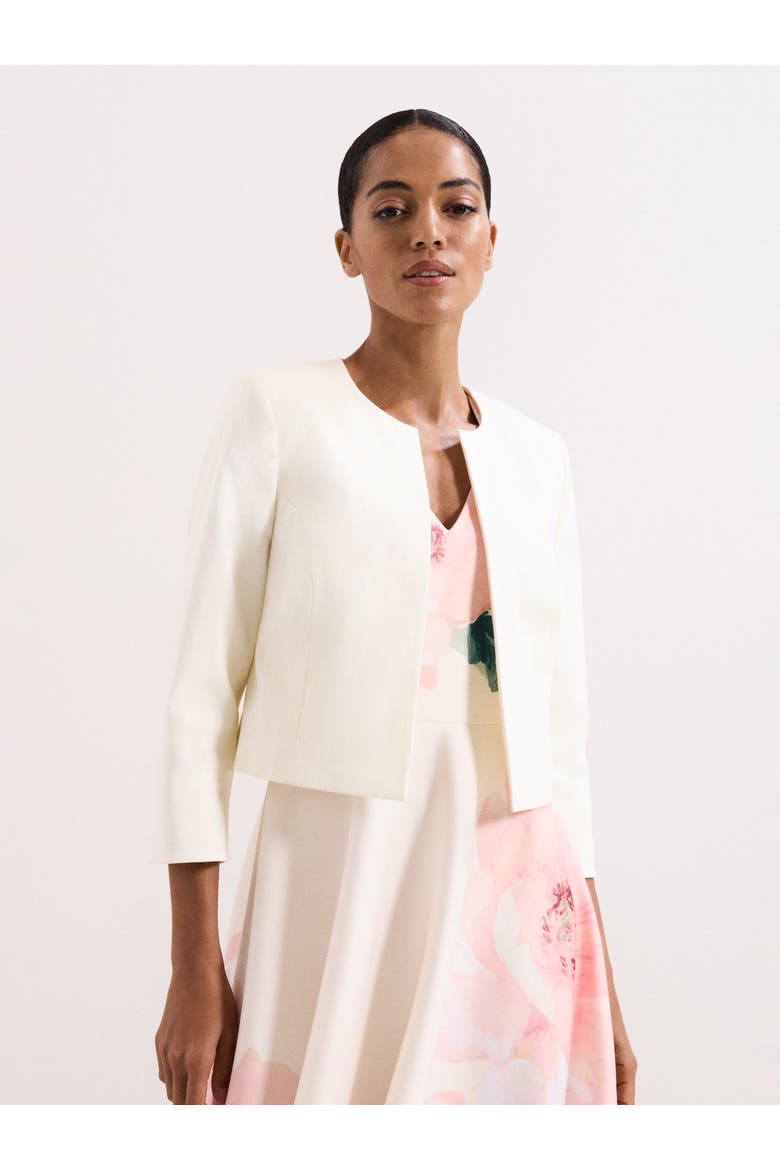 Cropped Round Neck Jacket, Main, color, Cream