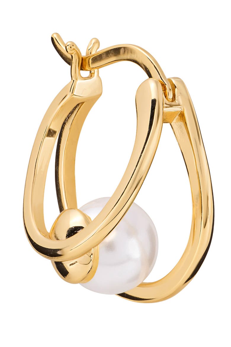 Faux Pearl Orbit Hoop Earrings, Alternate, color, GOLD