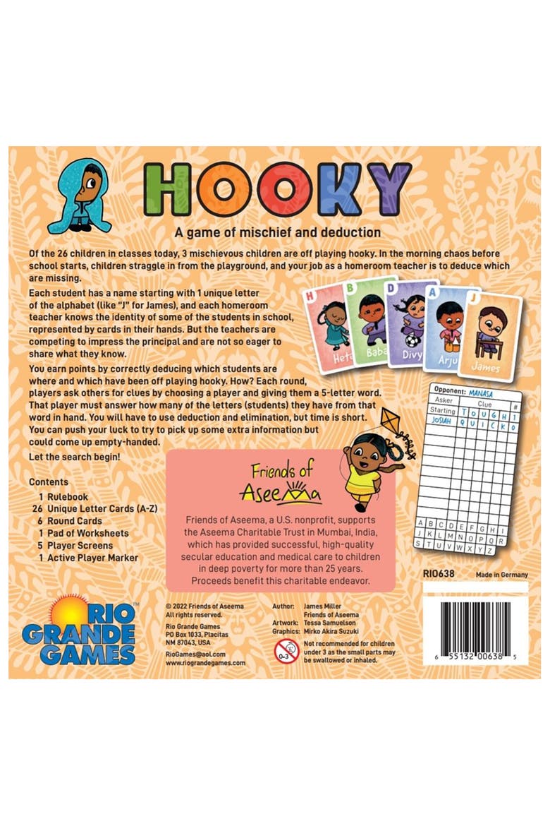 Rio Grande Games, Friends Of Aseema, A Game of Mischief & Deduction Ages 14+, Alternate, color, Multicolored