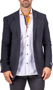 Maceoo Unconstructed Marthyr014 Black Seersucker Peak Lapel Blazer