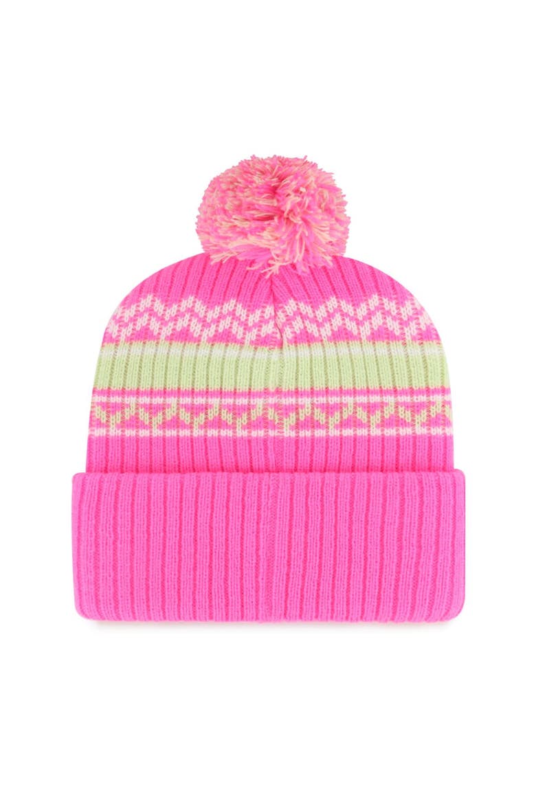 Dallas Cowboys '47 Female Youth NFL Girls Polar Vortex Cuffed Pom Knit - Pink, Alternate, color, Pink