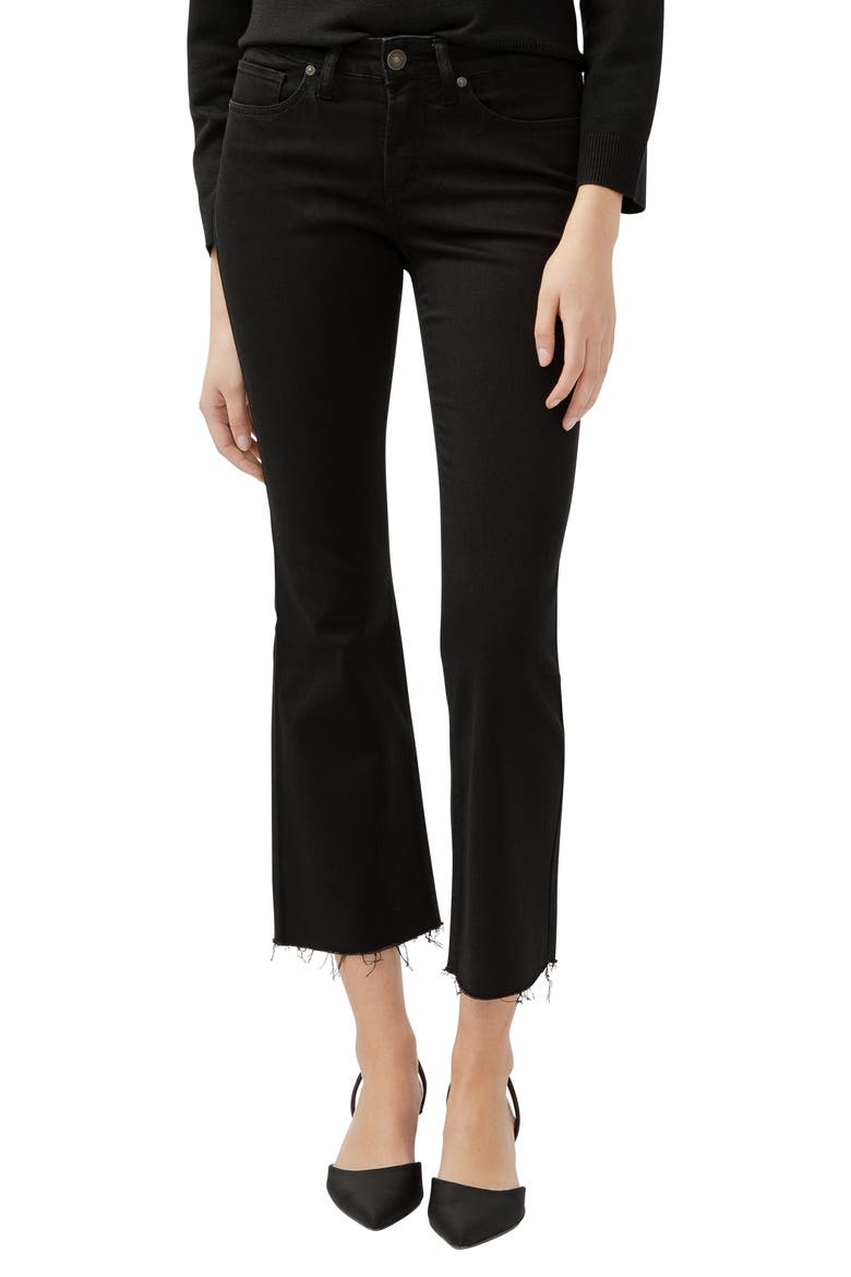 Suki Curvy Raw Hem Mid Rise Kick Flare Jeans, Main, color, BLACK