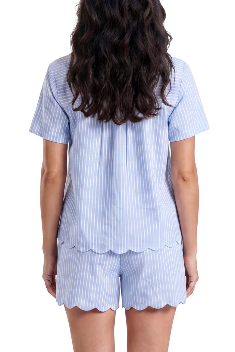 Scallop Cotton Poplin Pajamas, Alternate, color, HYDRANGEA