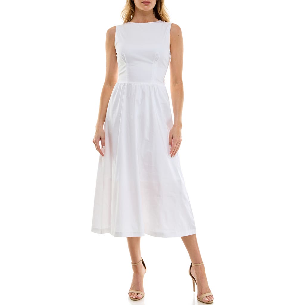Socialite Sleeveless Cutout Cotton Midi Sundress In White