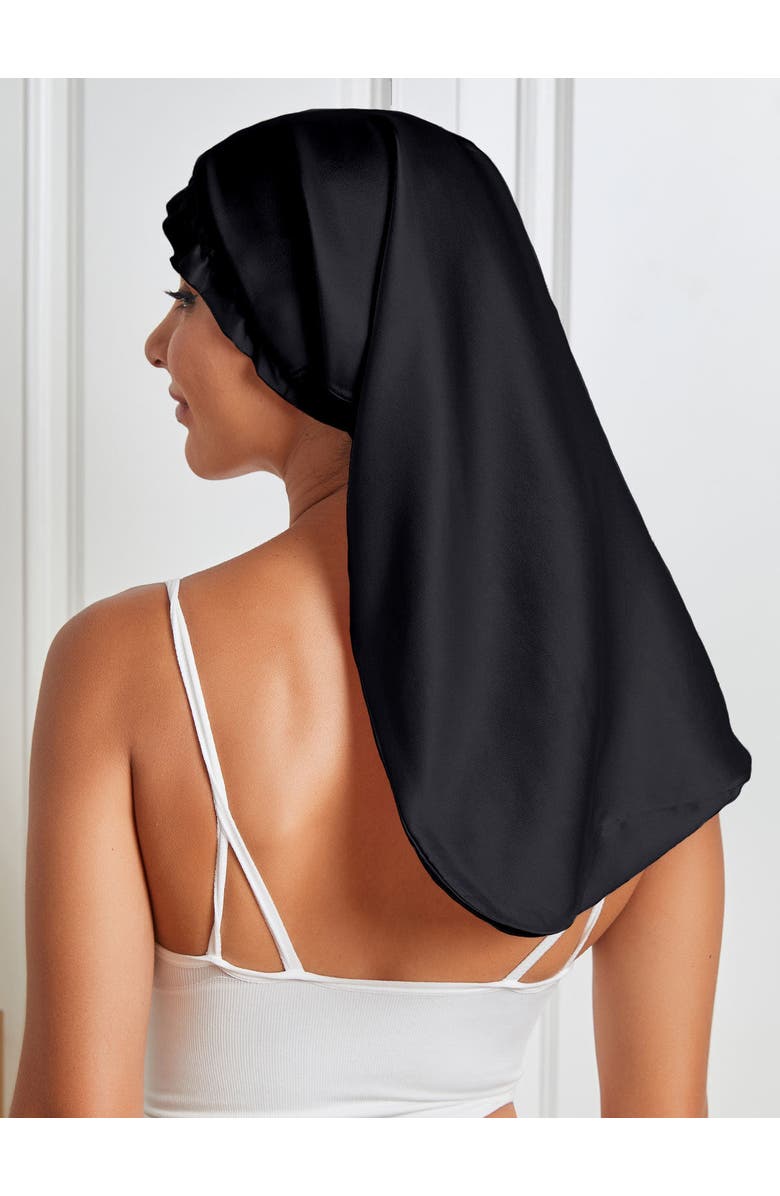 SILKSILKY Elegant Long Pure Silk Bonnet, Alternate, color, Black