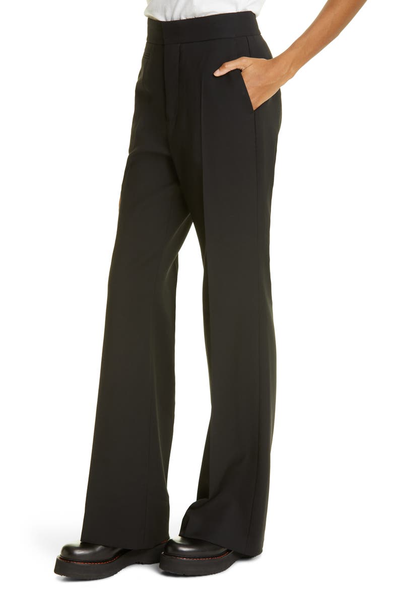 High Waist Flare Leg Wool Pants, Alternate, color, BLACK