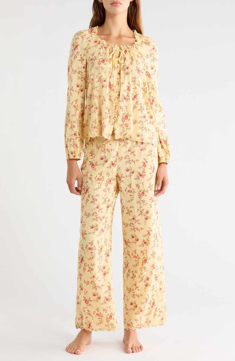 Reformation Paloma Lace Trim Cotton Blend Pajamas, Main, color, Wistful