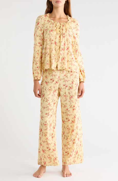 Paloma Lace Trim Cotton Blend Pajamas