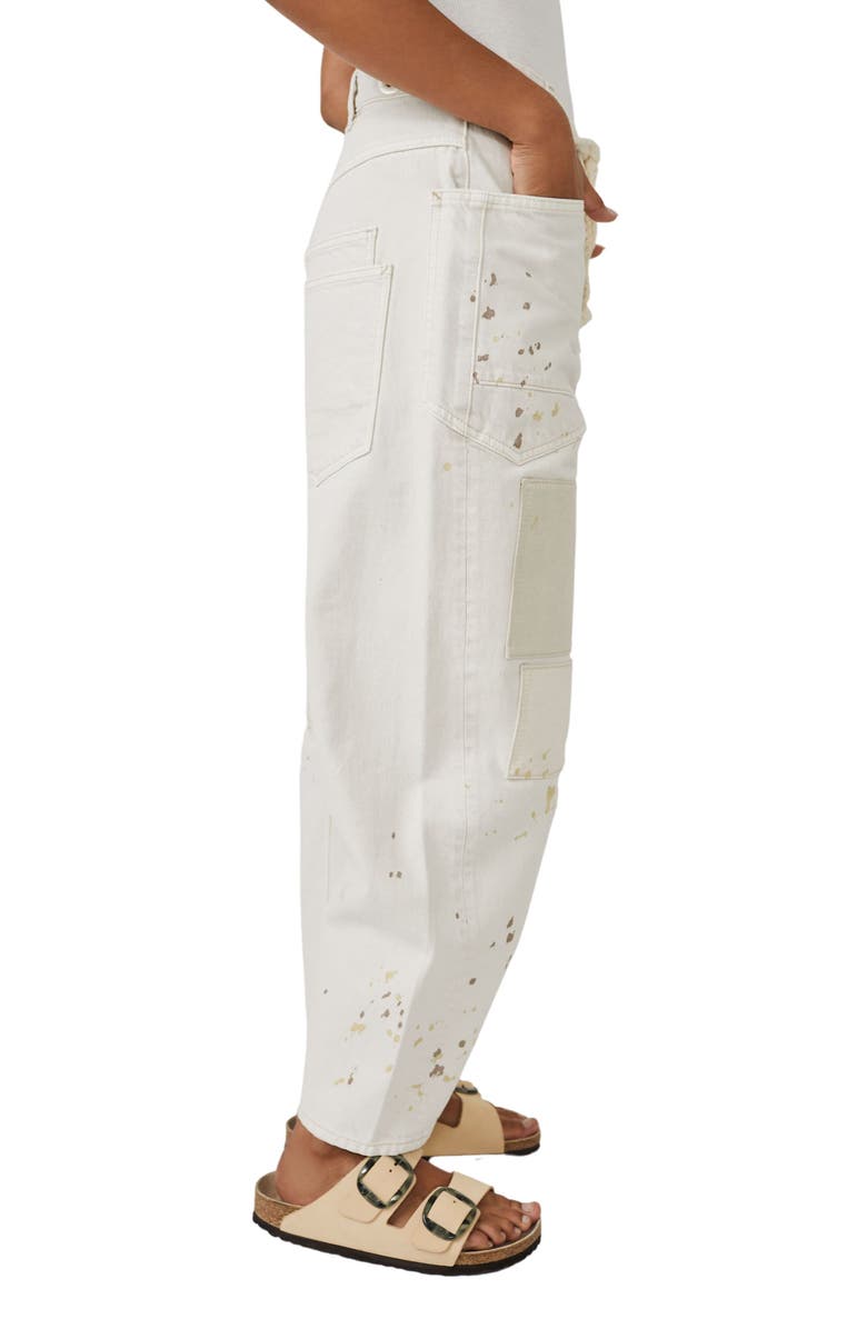 Free People Moxie Paint Fleck Cotton Utility Pants, Alternate, color, White