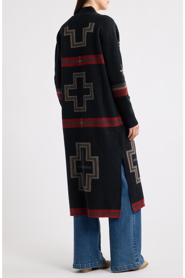 Wool Duster Cardigan, Main, color, BLACK/ RED SAN MIGUEL