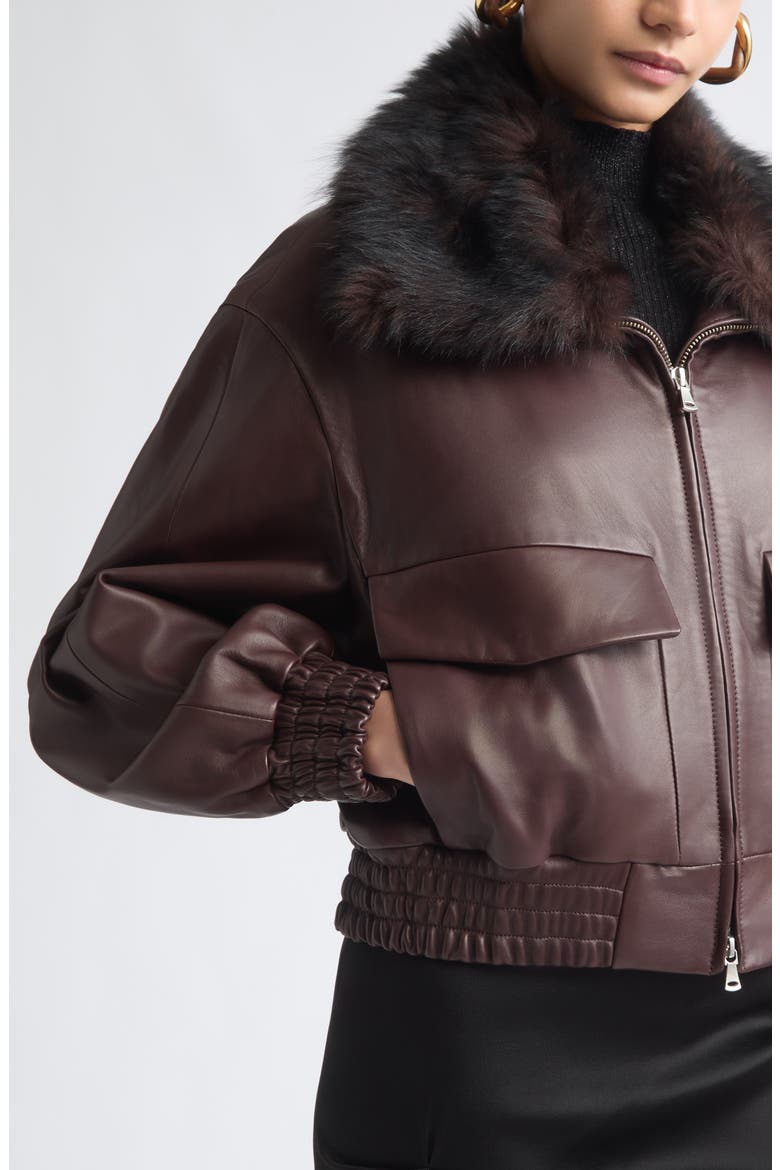 Ellery Leather Jacket, Alternate, color, BROWN