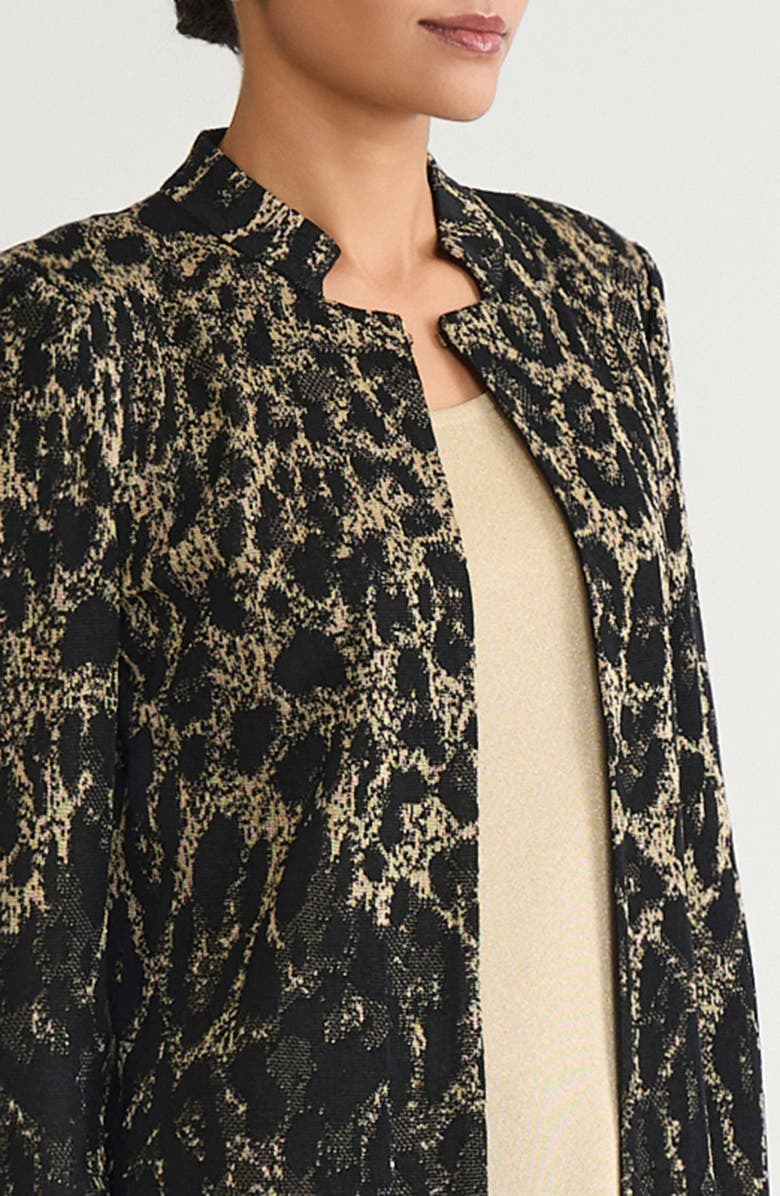 Ming Wang Heritage Lurex Leopard Print Jacquard Knit Jacket, Alternate, color, Black/Gold