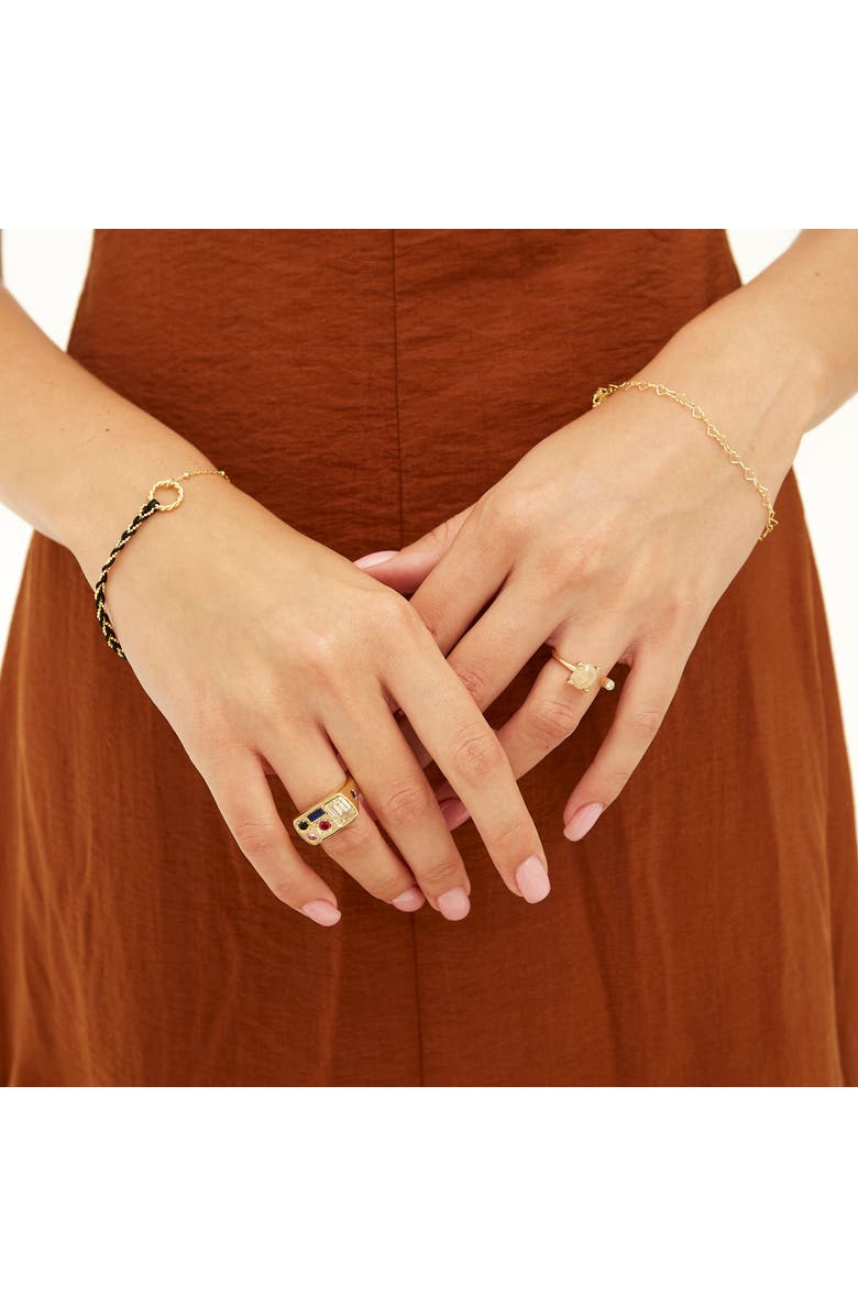 Spero London Handmade Rope Braided Sterling Silver Beaded Chain Bracelet, Alternate, color, Black