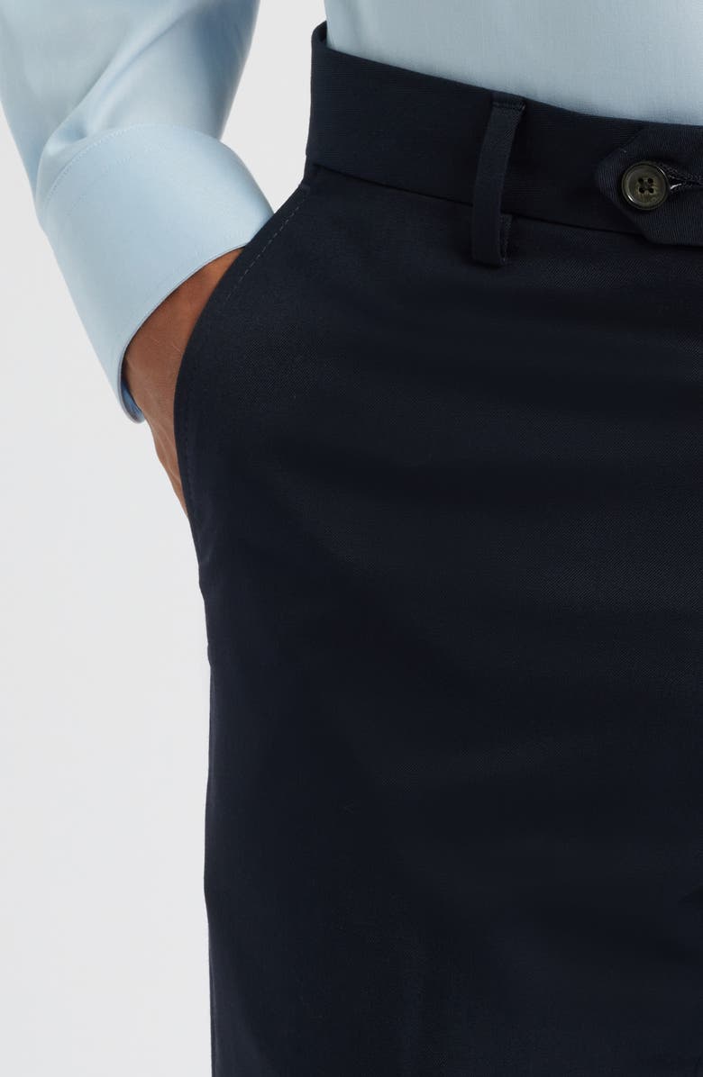 Berle Slim Fit Flat Front Navy Super 100s Wool Dress Pants, Alternate, color, Navy
