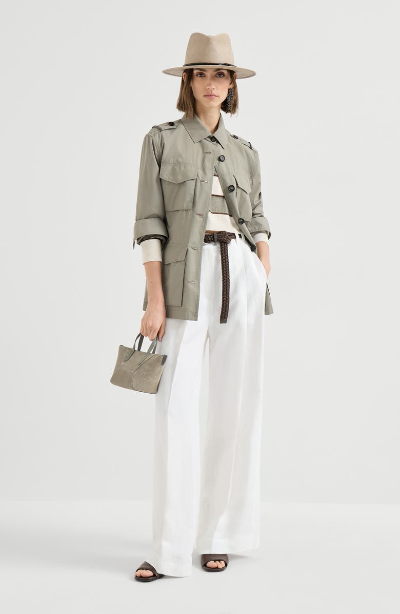 Brunello Cucinelli Pantalone Wide, Alternate, color, Panama