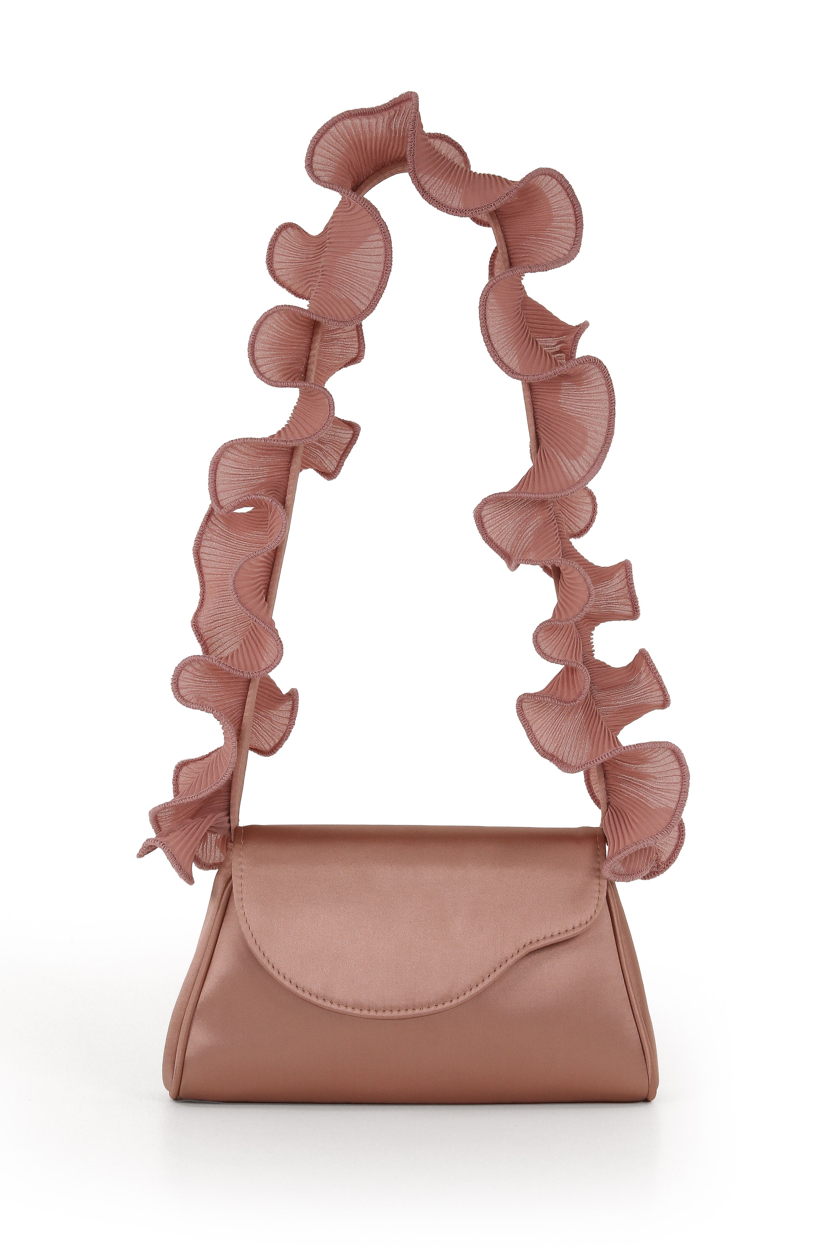 Jewel Badgley Mischka Sophia Ruffle Me Pouch Clutch, Main, color, English Rose