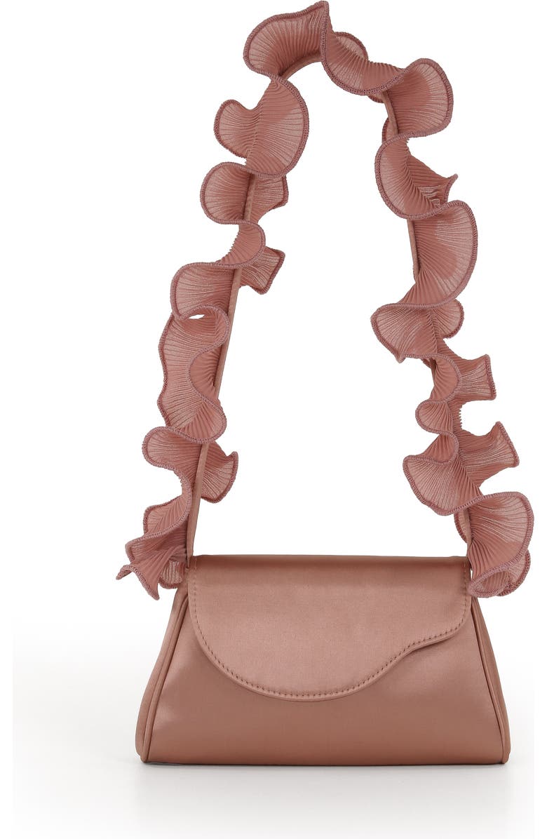 Jewel Badgley Mischka Sophia Ruffle Me Pouch Clutch, Main, color, English Rose