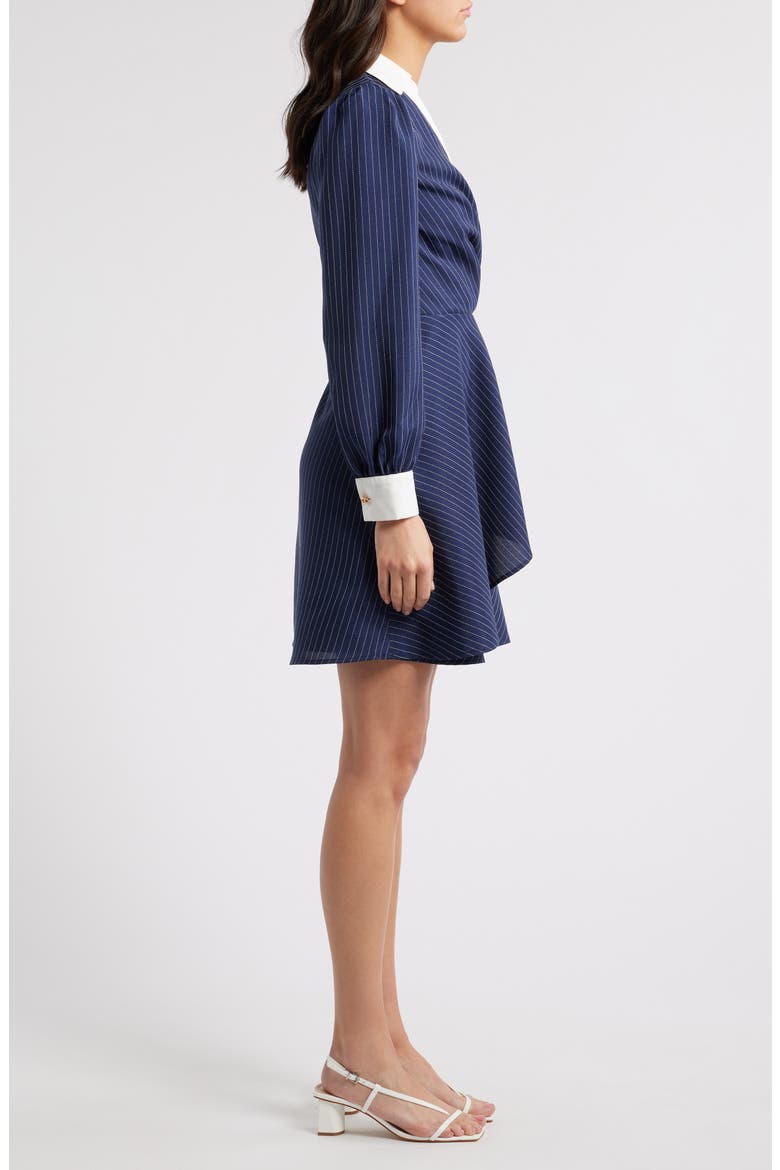 Twist Surplice Shirtdress, Alternate, color, NAVY IVORY