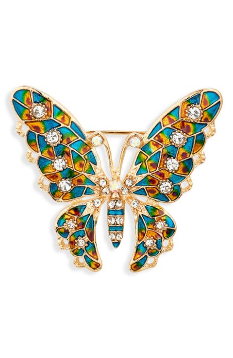 Embellished Butterfly Lapel Pin