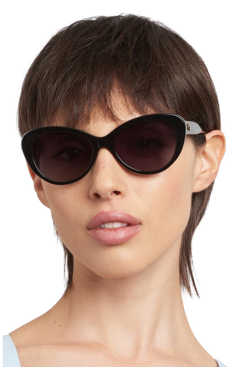 josi 55mm cat eye sunglasses, Alternate, color, BLACK/ DARK GREY