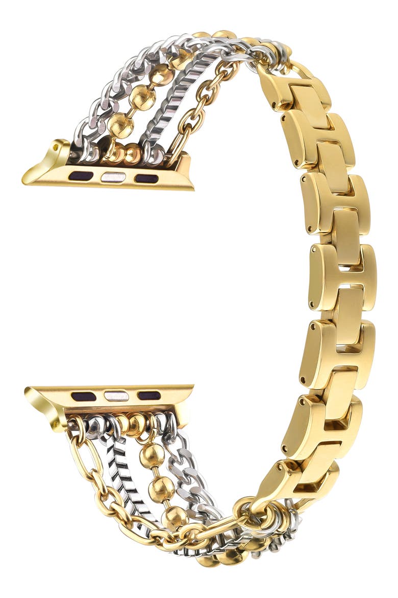 Leo Mixed Chain Stainless Steel Apple Watch® Bracelet Watchband, Alternate, color, GOLD/ SILVER